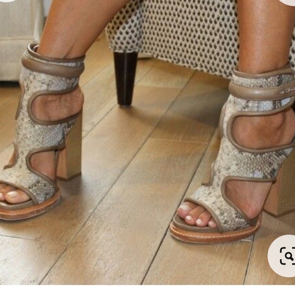 Monika Chiang Shoes - NWT!  Monika Chiang Snakeskin blue high heels wrap ankle
